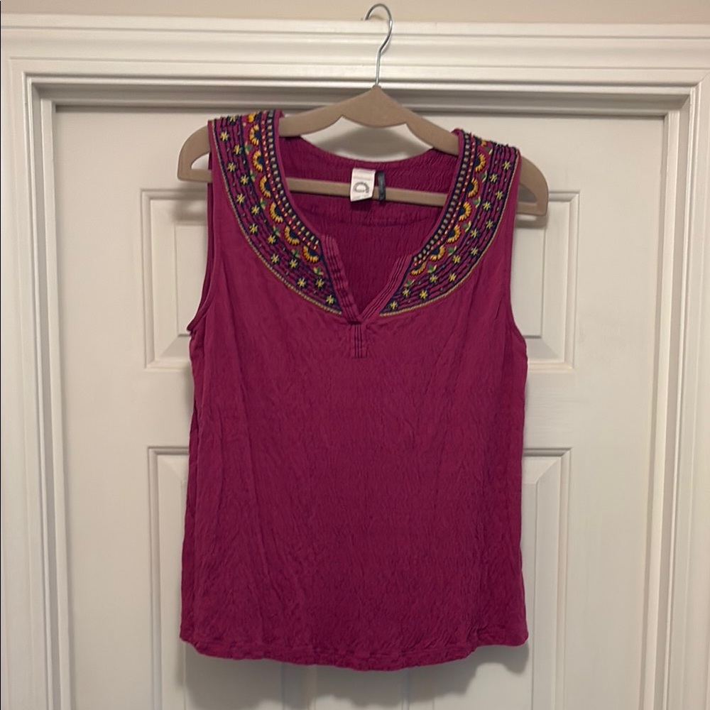 Anthropologie Pink Embellished Tank Top